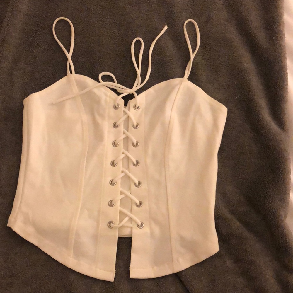Faux corset crop tank